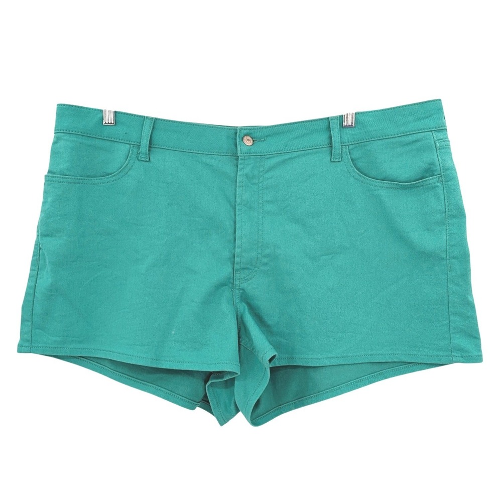High Rise Denim Shorts Teal Stretch Fitted Casual Old Navy Size 22